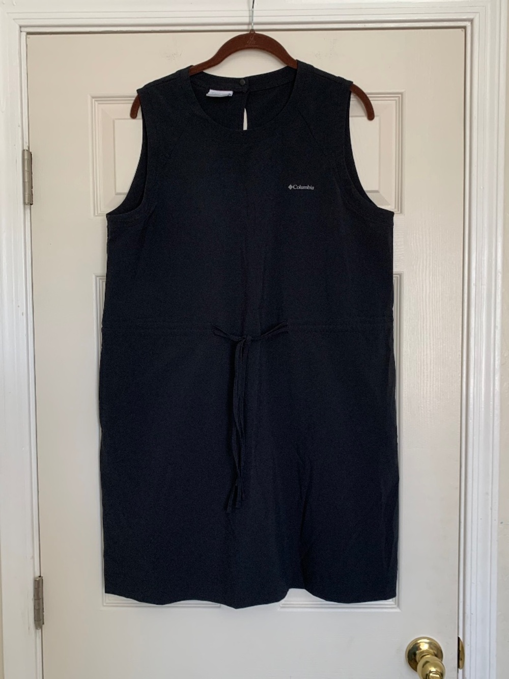 Columbia Black Bogota Bay Tie Waist Shift Dress Sleeveless Beach Travel Sz.L